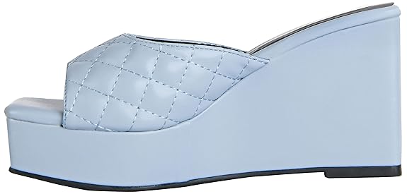 Pixi Women's Faux Leather Square-Toe Basket-Weave Wedge Sandals