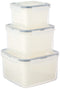 Acrylic Square Storage Container Set - 3 Pieces, Different Sizes - White/Clear