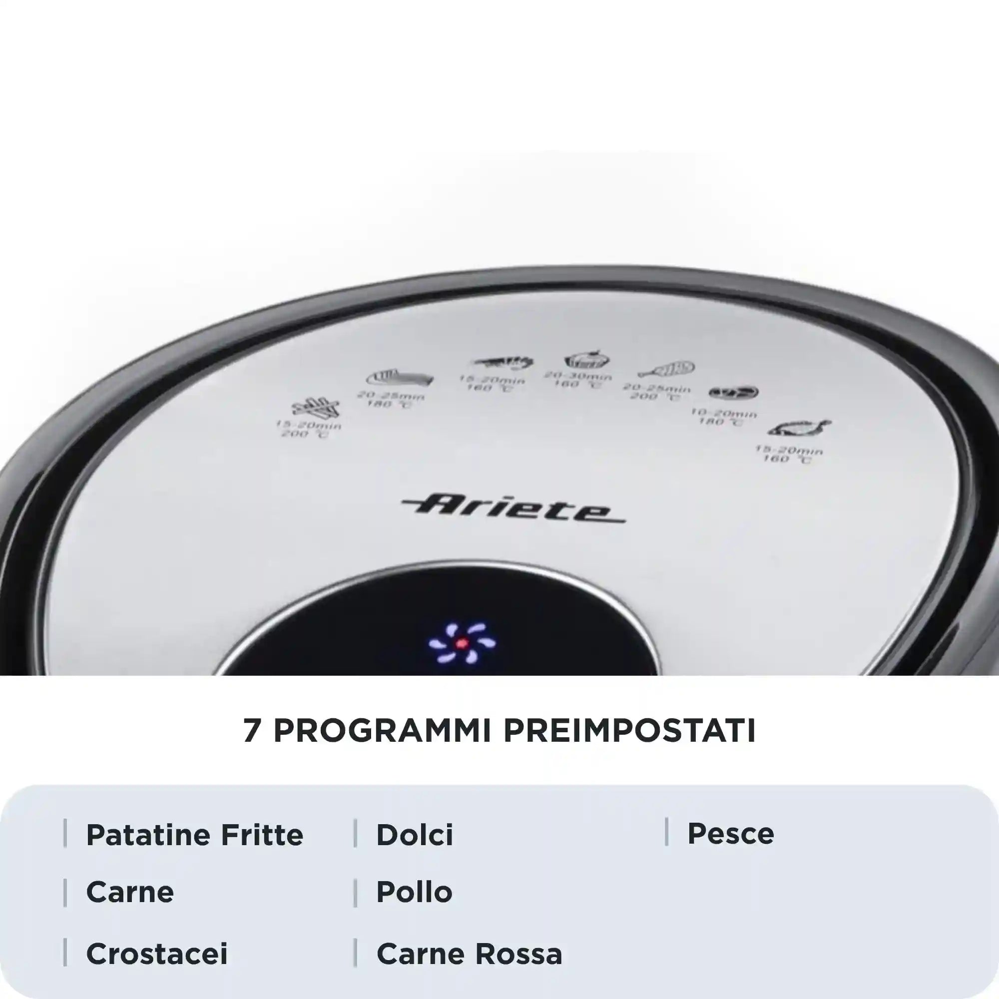 Ariete Airy Fryer 4618, Air Fryer, Fries 2.5 kg of French Fries, 7 Liters, Cooking Without Oil and Fat, 1800 Watts, Black