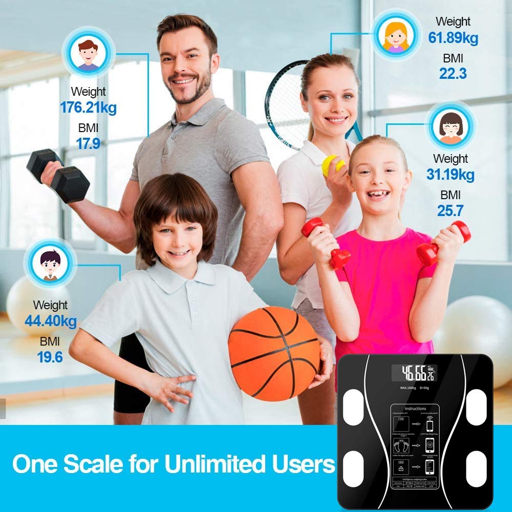 ميزان الدهون الذكي ANNA TOSANI بتقنية البلوتوث، جهاز رقمي عالي الدقة لتحليل مكونات الجسم، يقيس 79 نوعًا من البيانات الصحية. ميزان ذكي لاسلكي لتحليل دهون الجسم، متوافق مع أجهزة Android.