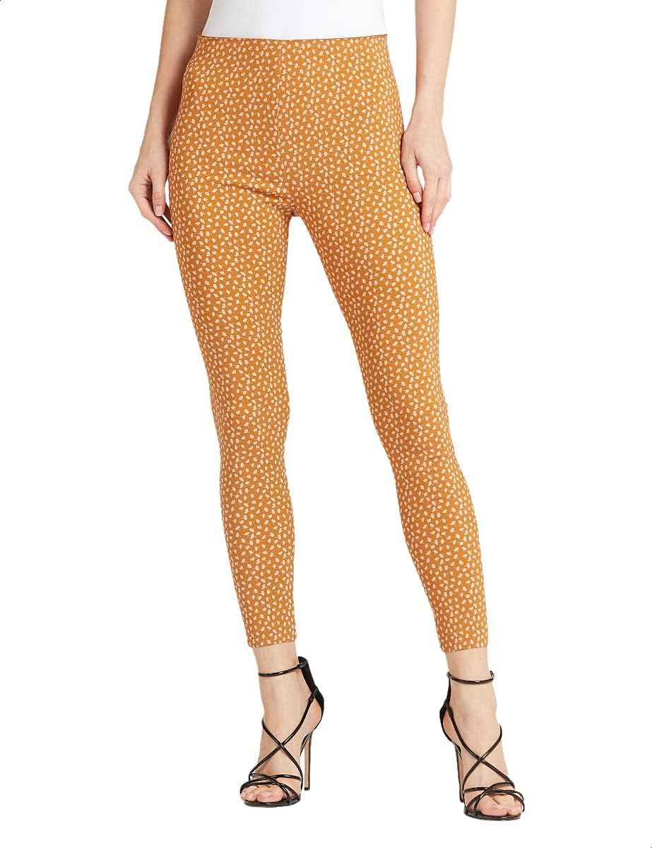 Splash Patterned High-Waist Slim-Fit Pants for Women - Yellow and Off White - Safqqa Egypt
