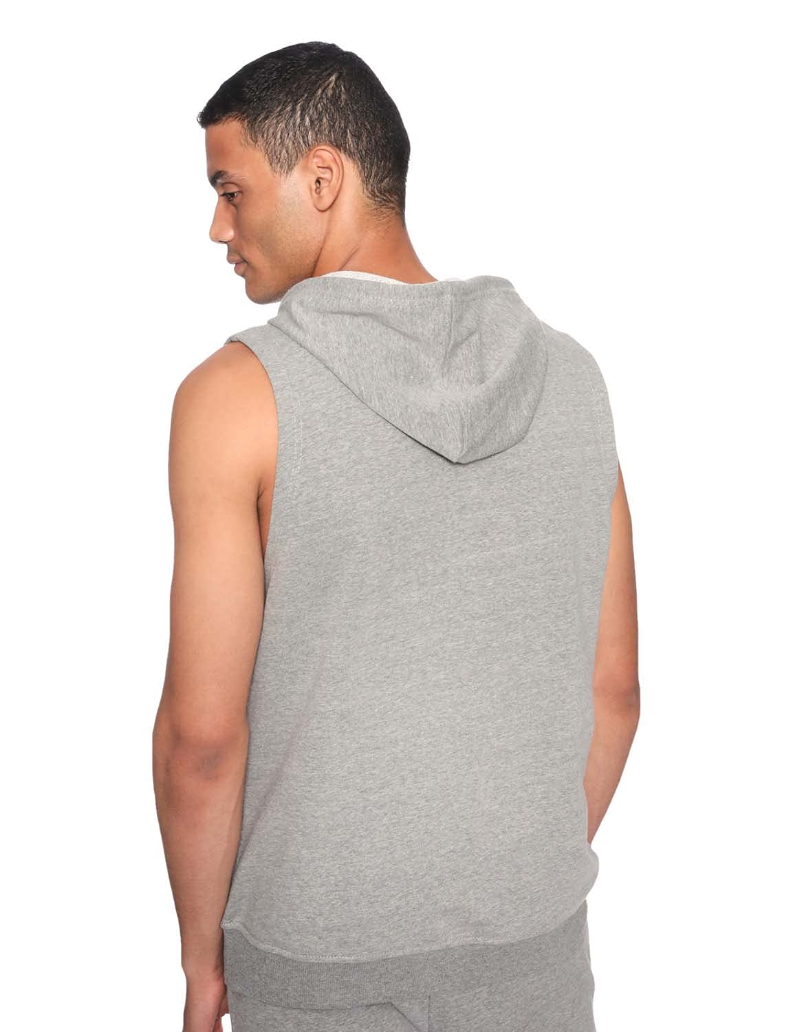 34 by Amr Diab Cotton Side-Pocket Sleeveless Zip-up Hoodie for Men