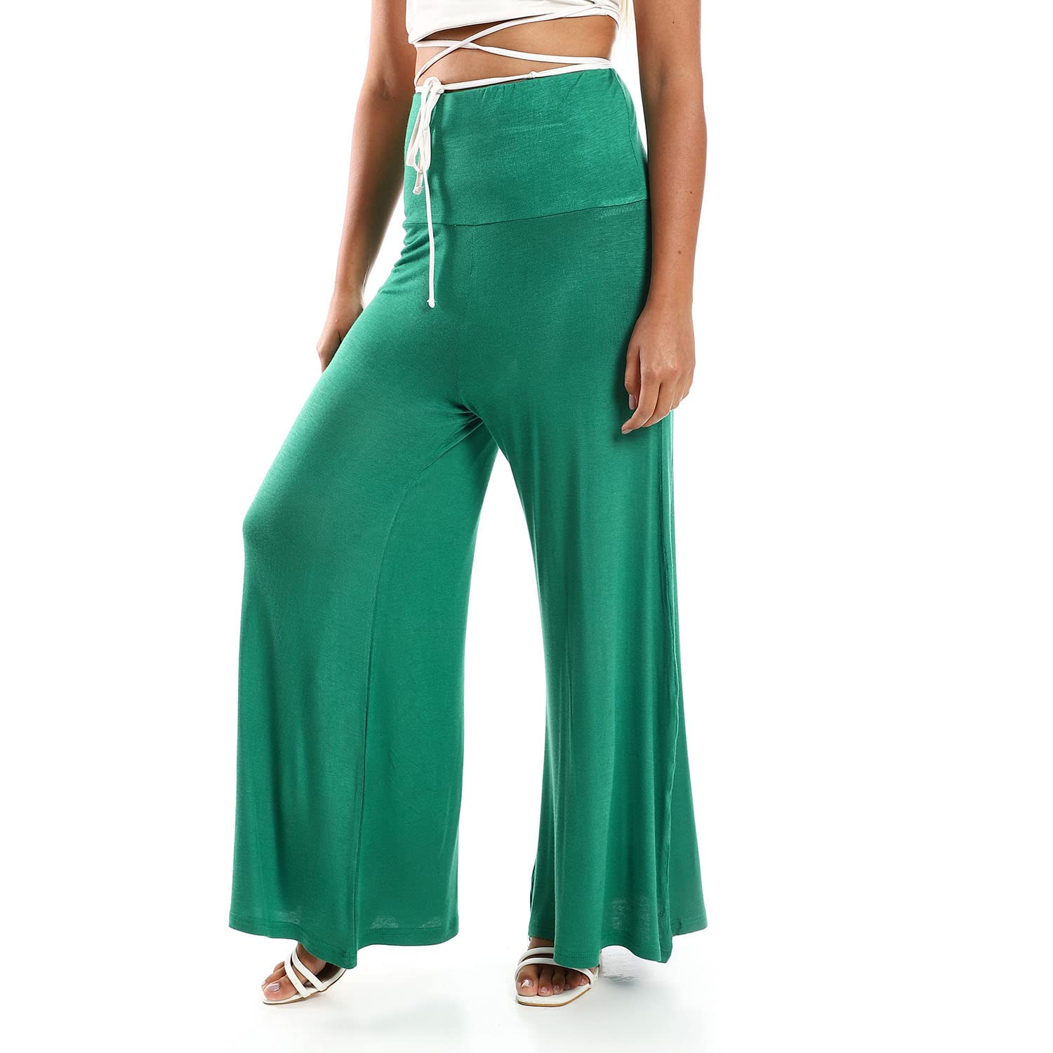 JAMILA Women Solid Pattern Flare Fit Pants - Safqqa Egypt