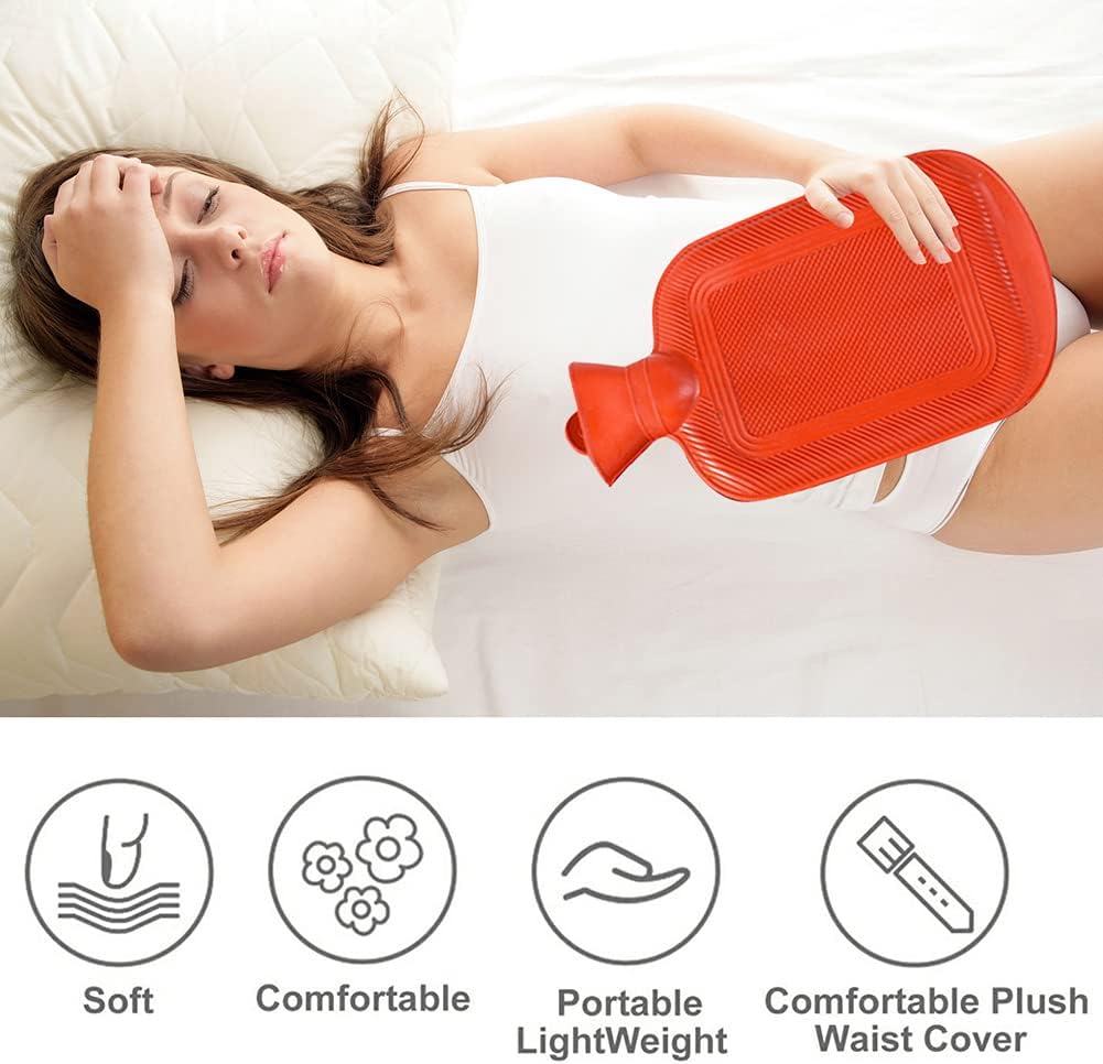 500ml Hot Water Bottles, Water Injection Rubber Hot Water Bottle Winter Warm Water Bag Hand Feet Warmer Water Bottle for Older People Women Men Pain Relief Back Neck, Random Color