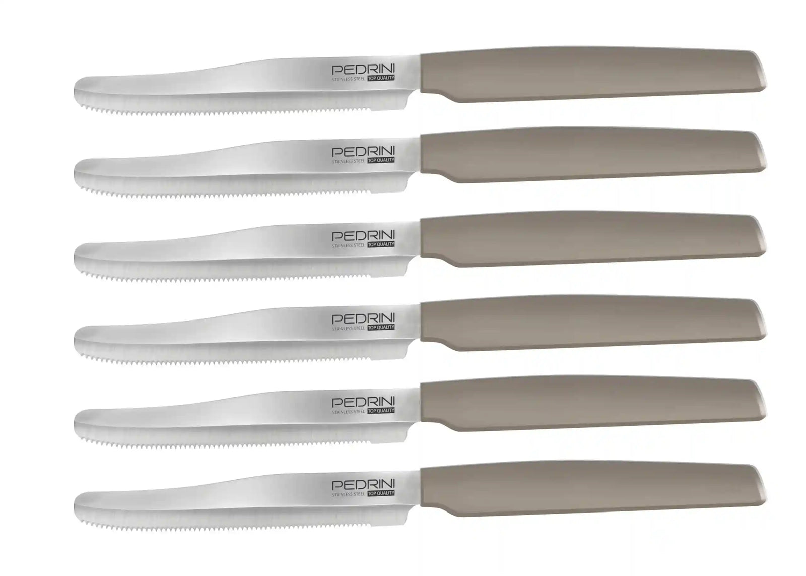 Pedrini Kitchen Knives Set – 6 Pieces with Dove Grey Handle
