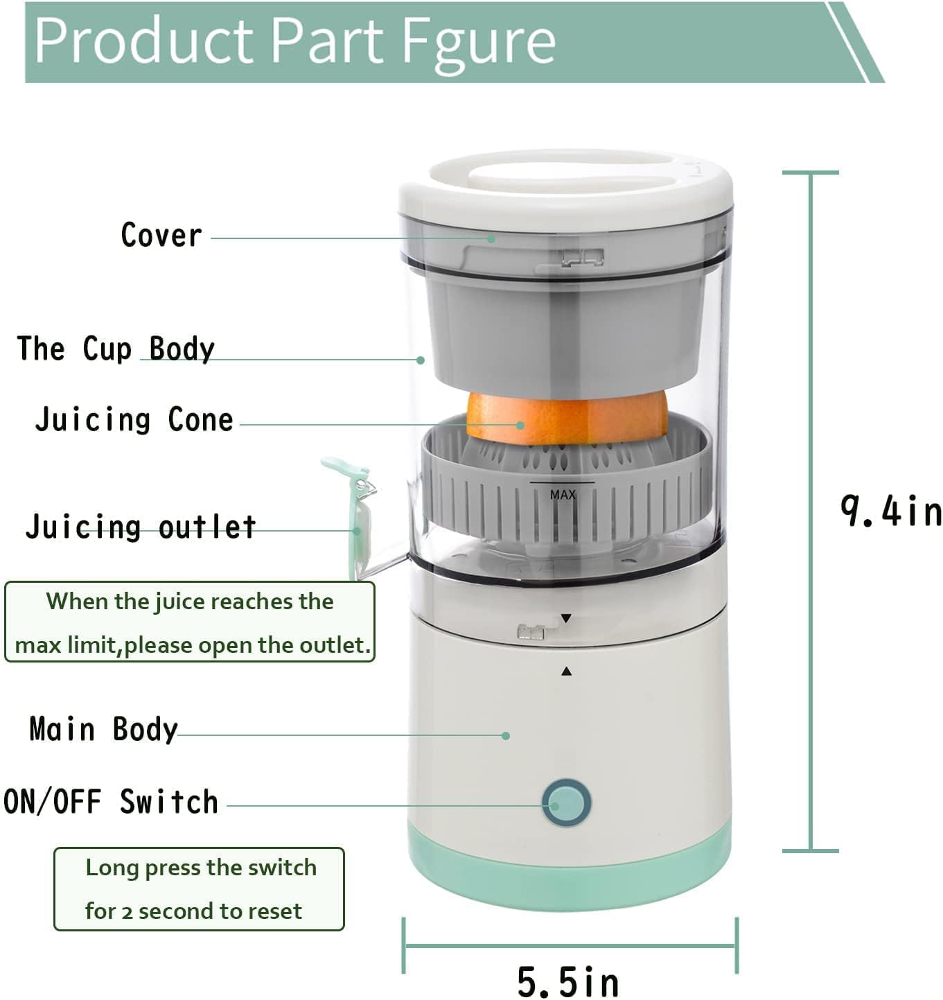 Portable USB Electric Citrus Juicer Easy Press Fruit and Vegetable Juicer – Safqqa Egypt