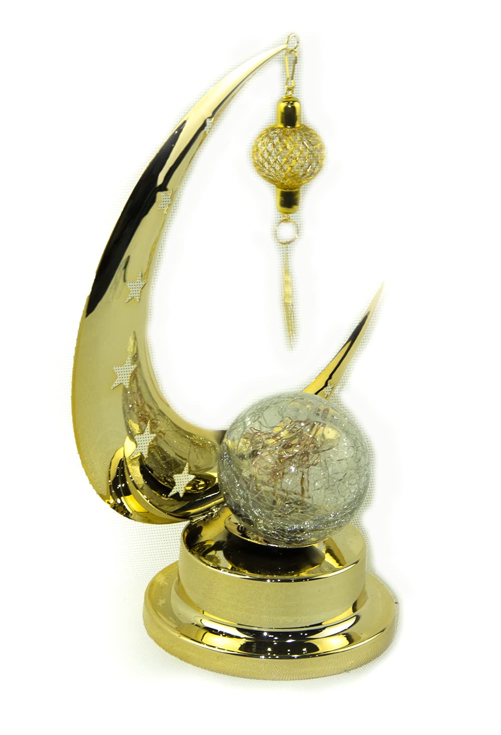 Rosy.Moment  Moon Design Decorative Desk LED light For Ramadan Home Décor Table, Vintage Decorative Tabletop indoor & Outdoor Size 24.5x20cm, Color Golden