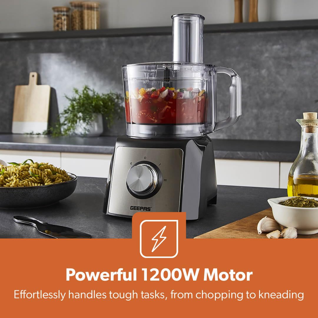 Geepas Food Processor 1200W 1.2L Stainless Steel Bowl