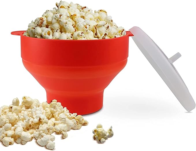 KASTWAVE Silicone Microwave Popcorn Popper Red BPA Free Collapsible