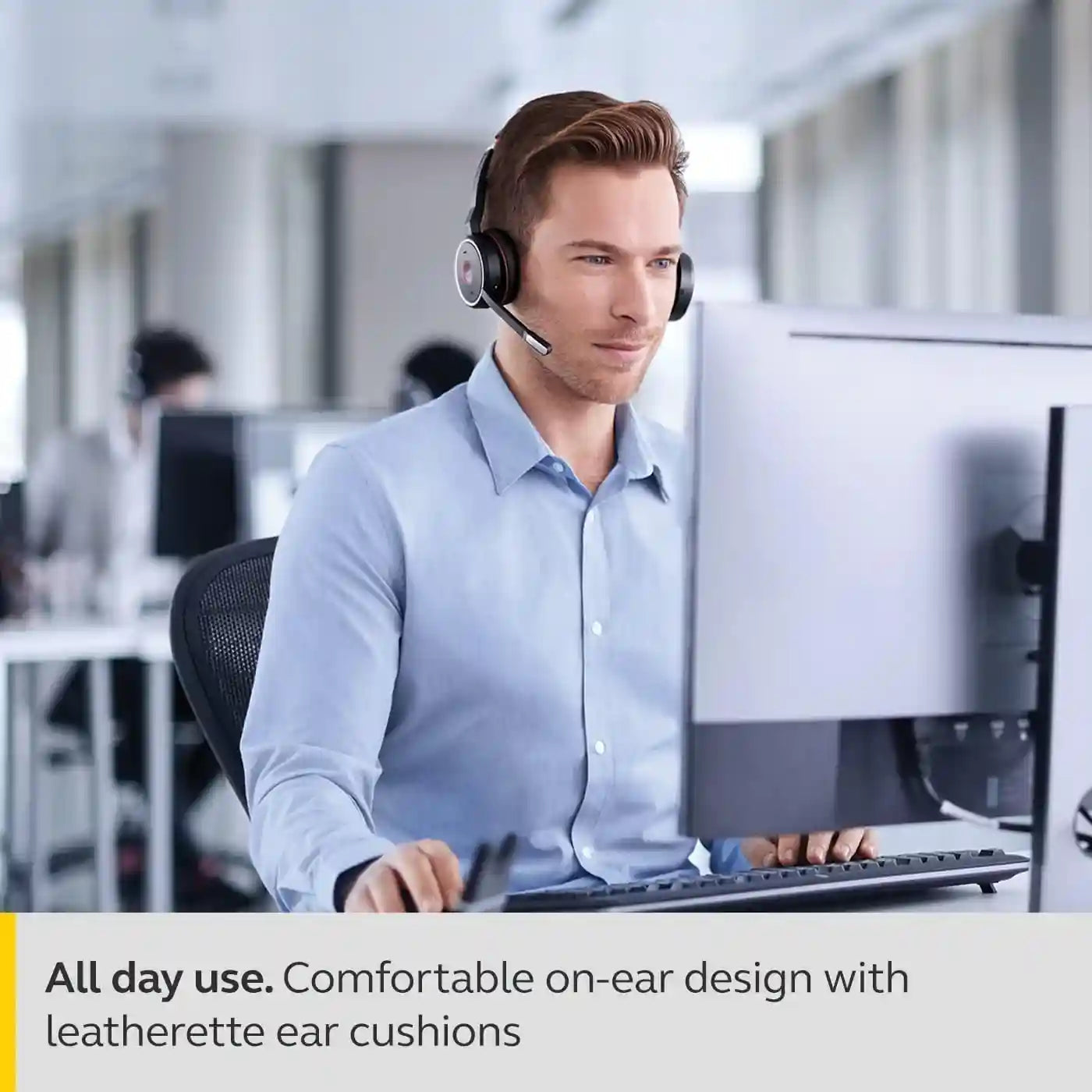 Jabra Evolve 75 MS Wireless Headset, Stereo – Includes Link 370 USB Adapter – Bluetooth Headset with World-Class Speakers, Active Noise-Cancelling Microphone, All Day Battery - Safqqa Egypt