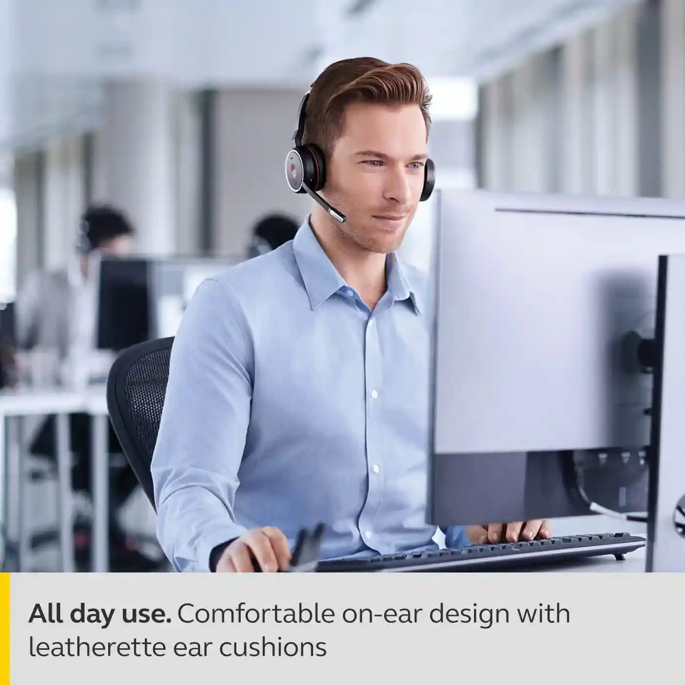 Jabra Evolve 75 MS Wireless Headset, Stereo – Includes Link 370 USB Adapter – Bluetooth Headset with World-Class Speakers, Active Noise-Cancelling Microphone, All Day Battery - Safqqa Egypt