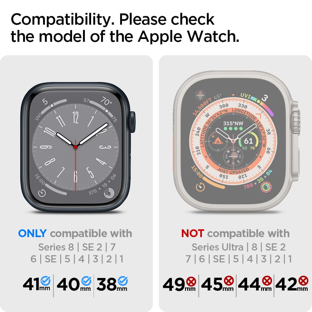 سوار Spigen Retro Fit، بديل أنيق ومتين لساعات Apple Watch. متوافق مع Series 8/7 (41mm)، Series SE2/6/SE/5/4 (40mm)، وSeries 3/2/1، 