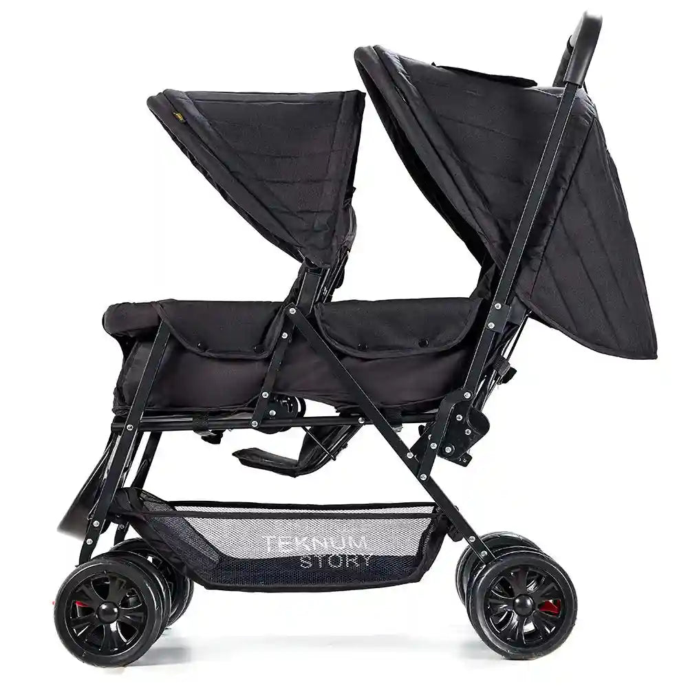Teknum Double Baby Stroller For Baby- Black