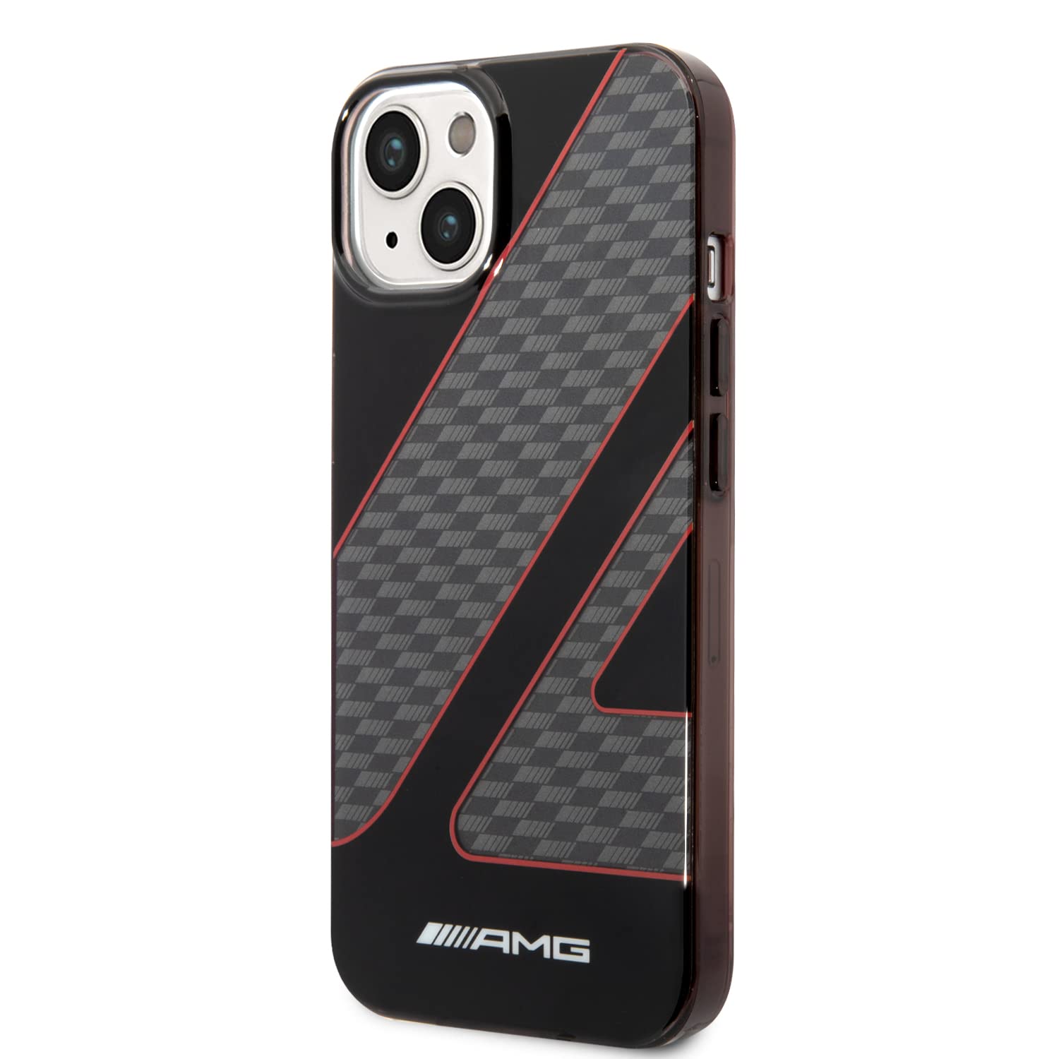 CG MOBILE AMG Transparent Double Layer Case With Checkered Flag Pattern Crystal Case/Bumper Protection/Anti-Explosion/Anti-Fall/Anti-Scratch Compatible With iPhone 14 Plus 6.7