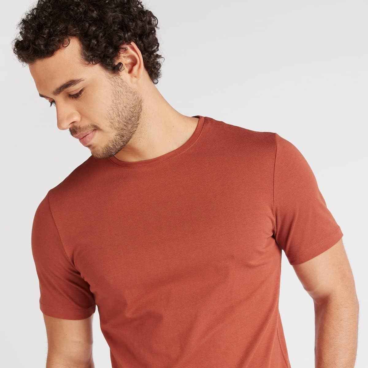Splash Basic Tshirt For Men, Brown - Safqqa Egypt