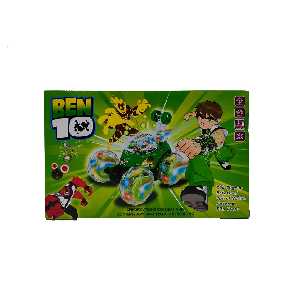 Ben ten r/c car with led reachargeable, green for boys