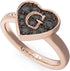 Guess UBR79031-56 Stainless Steel Stone Engraved Logo Ring for Women - Rose Gold