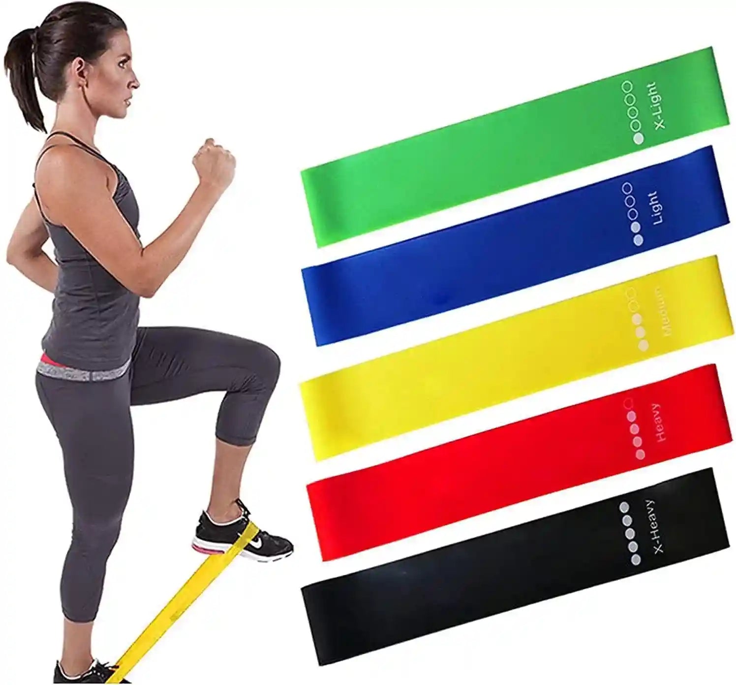 Generic 5PCS 100% Original Latex Resistance Bands: 5 Levels (10-35 lbs) - Medium Tension, Multicolour - Fitness, Cross Fit, Yoga, Exercise, Physical Therapy
