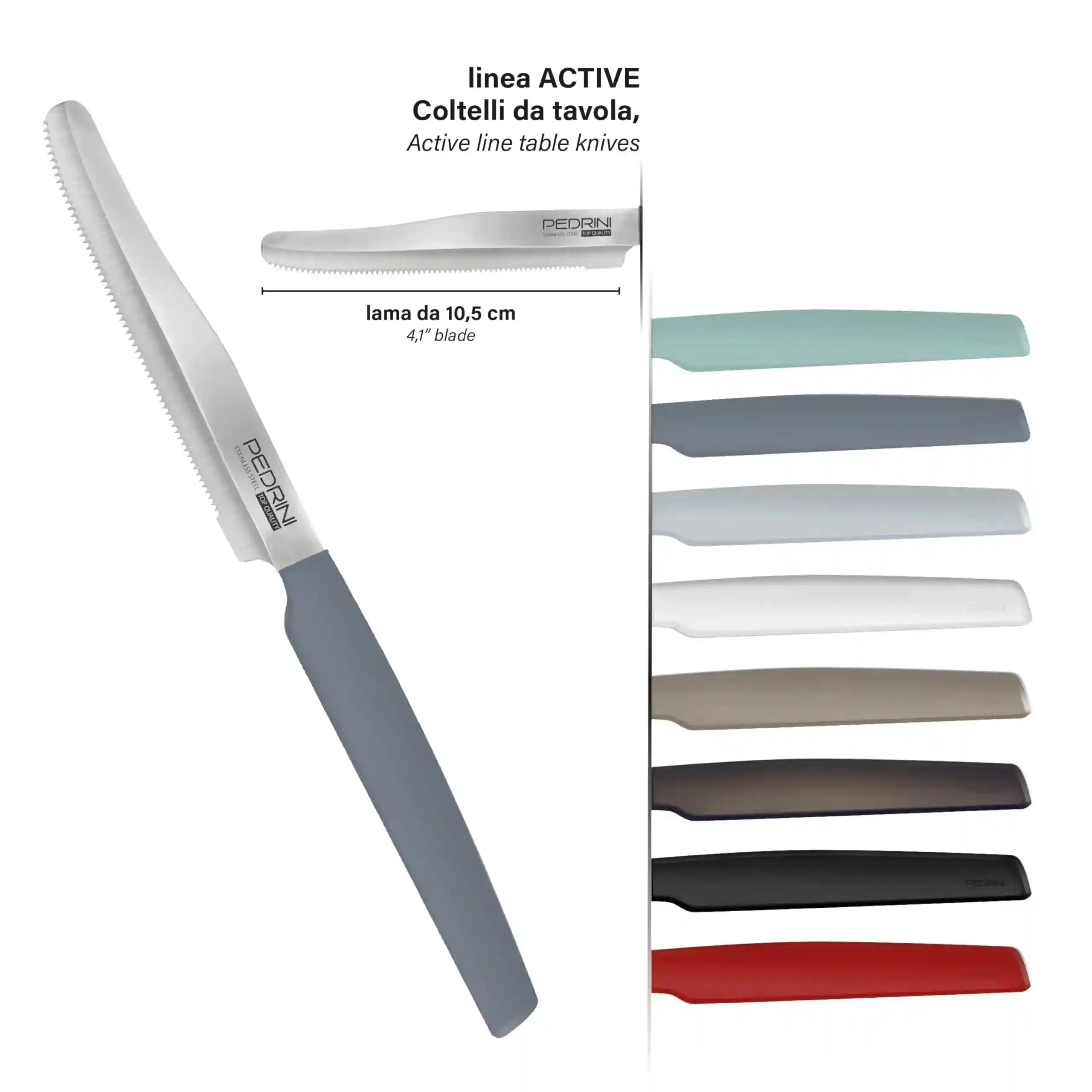 Pedrini Kitchen Knives Set – 6 Pieces with Dove Grey Handle