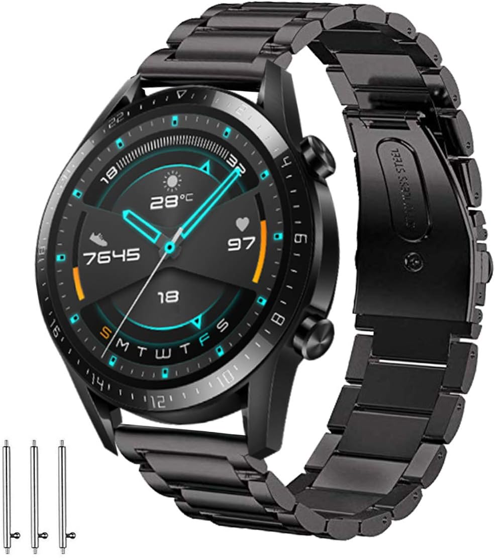 Aimtel 22mm Stainless Steel Watch Strap Compatible with Huawei Watch GT 2 / GT 2e / GT 2 Pro / GT 3 46mm / Huawei Watch 3 / 3 Pro / 4, Metal Replacement Bracelet