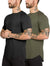 TEZO Men Gym Workout T-Shirt Pack of 2 Green Black Athletic Tee