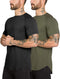 TEZO Men Gym Workout T-Shirt Pack of 2 Green Black Athletic Tee