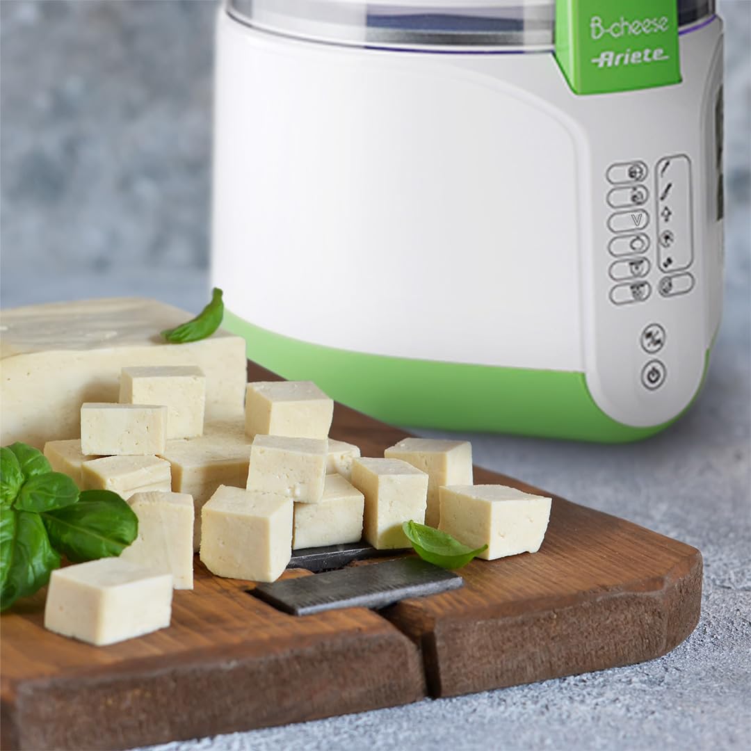 Ariete 615 B-Cheese Machine for Parmesan Cheese and Yogurt, 6 Preset Programmes, Removable Non-Stick Basket, Suitable for Vegans and Incompatibility Recipe Book, 500W, White/Green