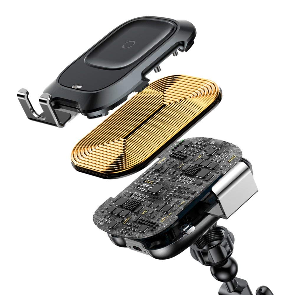 شاحن سيارة لاسلكي ذكي من بيسيوس مع حامل هاتف