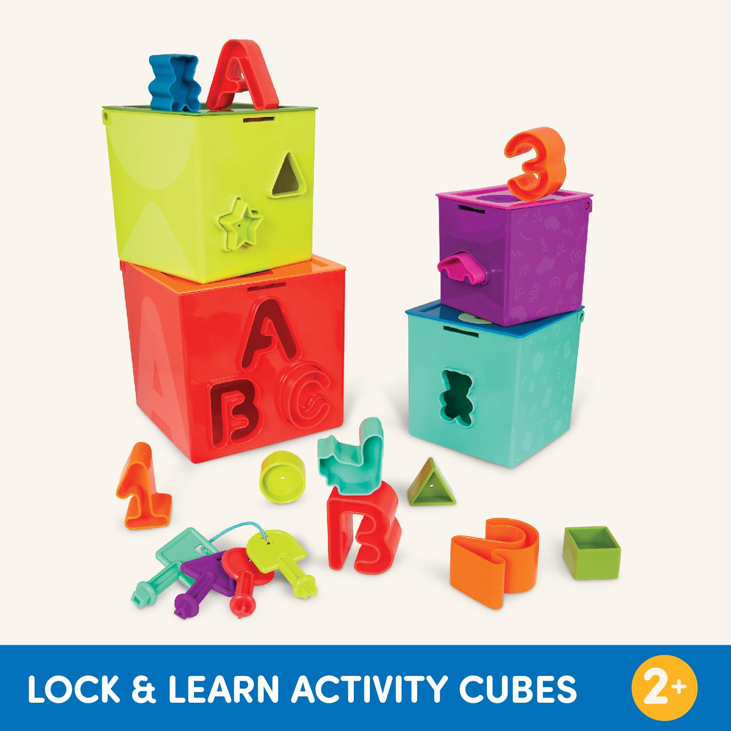 Battat Sorting & Stacking Boxes – Nesting Toddler Educational Toy with Numbers, Letters & Shapes (2+ Years) – Safqqa Egypt