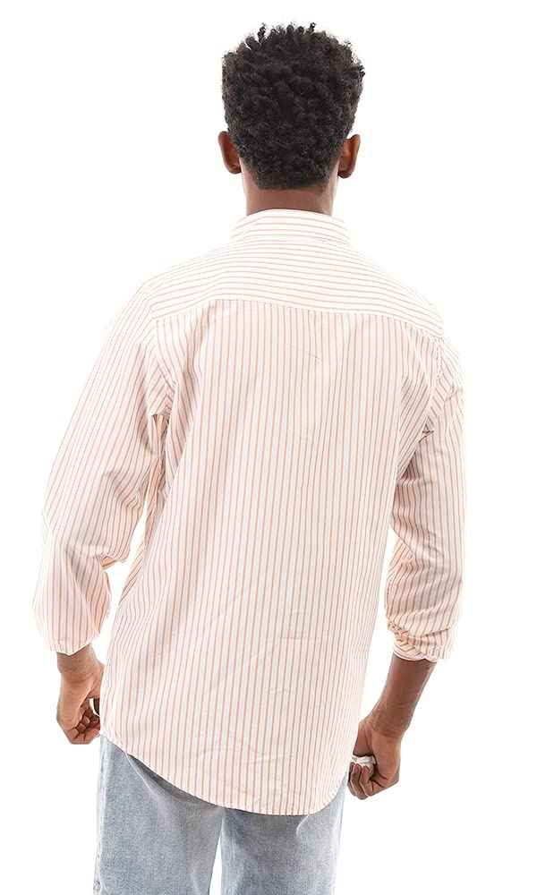 Ravin mens Ravin 95001 Bi-Tone Candy Stripes Elegant Shirt - White & Light Orange Shirt