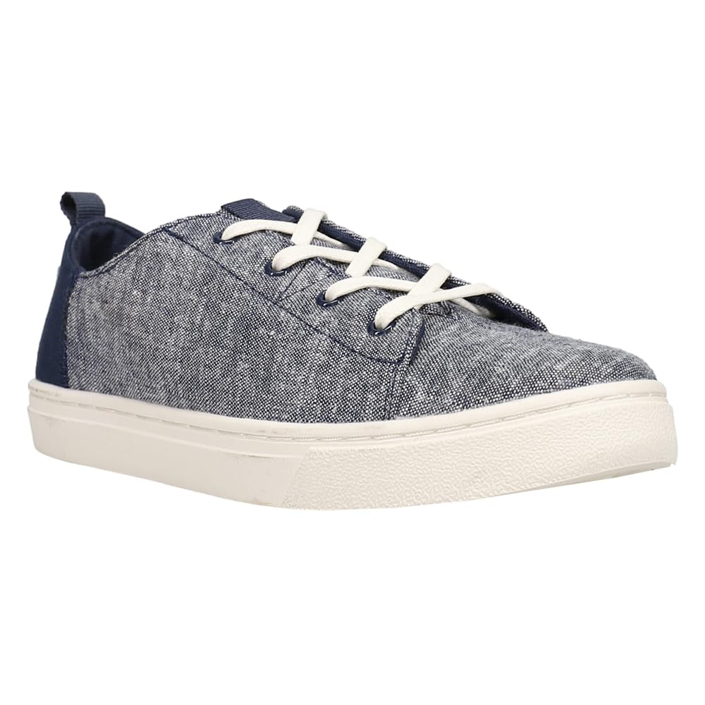 TOMS Boys’ Slubby Canvas Lace-Up Shoes – Logo Heel Tab