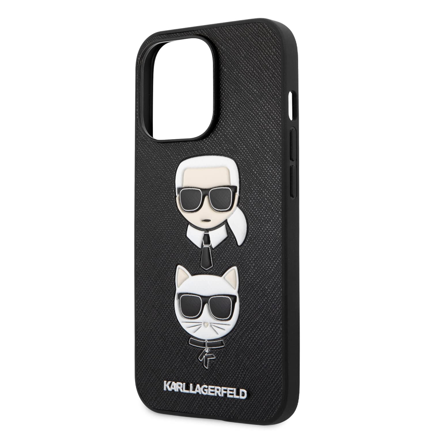 جراب حماية صلب من CG Mobile Karl Lagerfeld KLHCP13LSAKICKCBK لهاتف Apple iPhone 13 Pro - أسود (تصميم Karl وCat Head) 