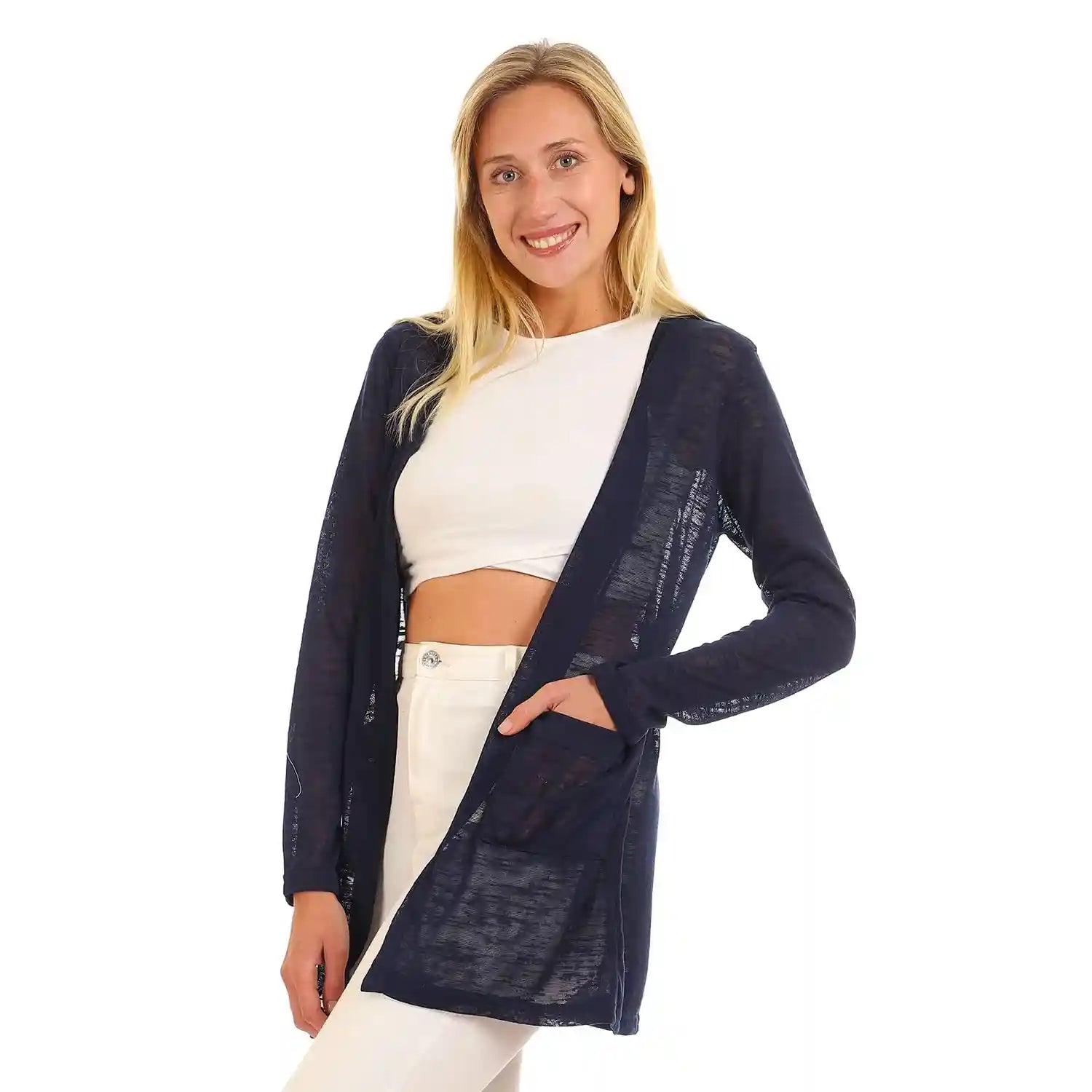Jamila Women Side Pockets Short Cardigan