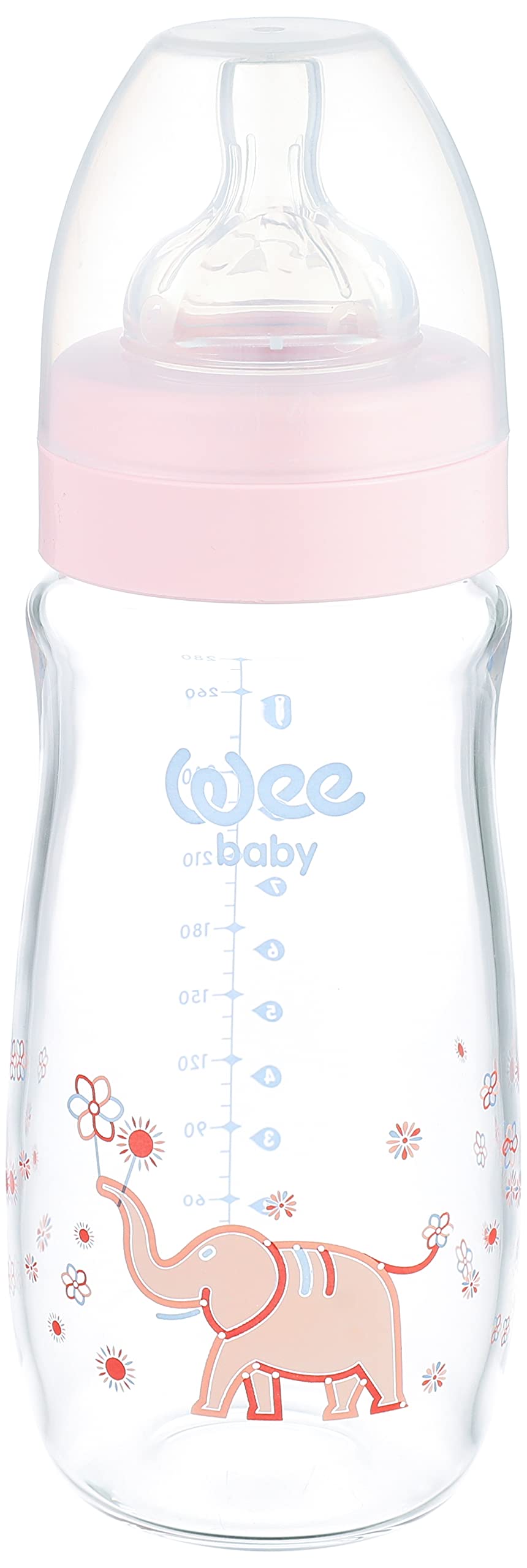 Wee Baby 141 Heat Resistant Glass Feeding Bottle with Wide Teat,