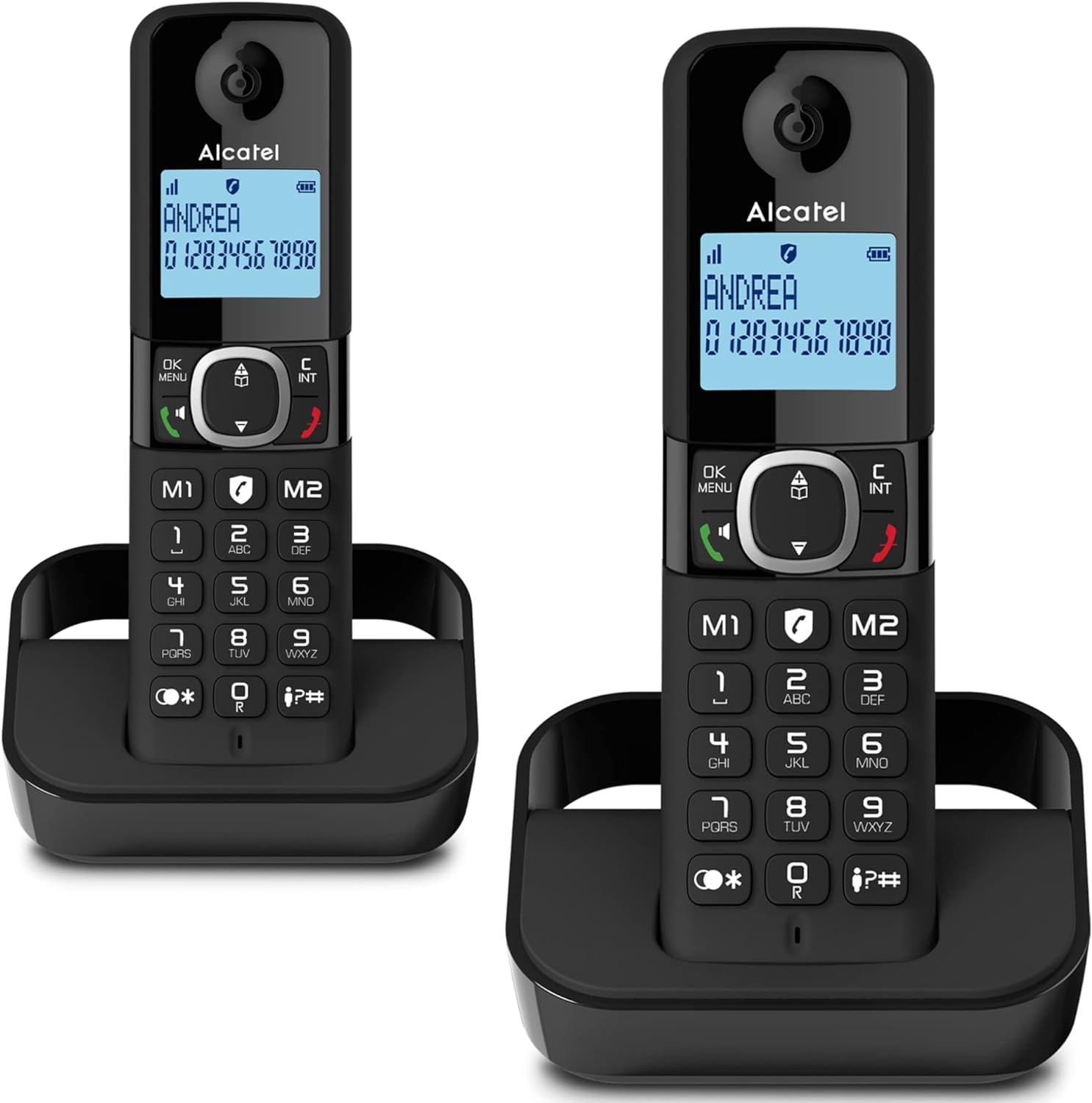 Alcatel F860 Duo Wireless Telephone/2 Headphones/Unwanted Call Block/Speakerphone/Illuminated Display/Caller ID/100 Digit Memory/Redial Button/Different Tones/Bell Intensity Control