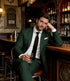 SHUZHXLZANGY Men 2 Piece Suit Regular Fit Green Formal Wedding Suit