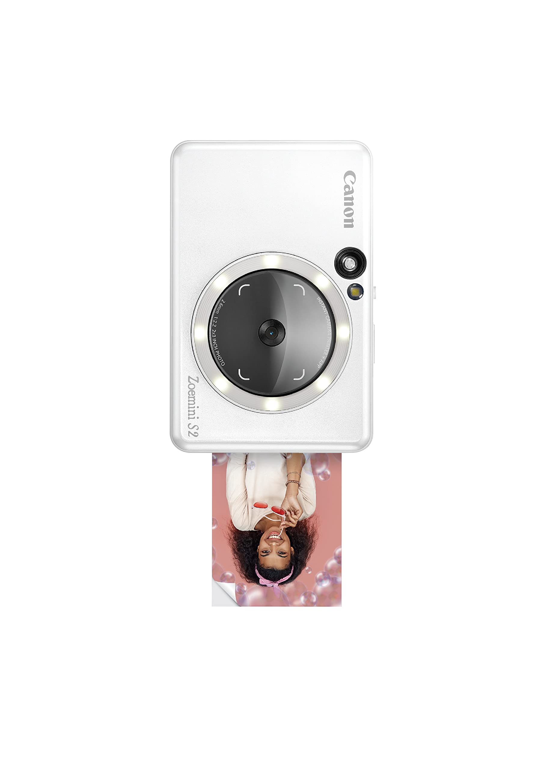 Canon 4519c007 zoemini s2 (pearl white) - slimline instant camera and pocket photo printer, ideal for snapping selfies with a built in mirror and ring-light - Safqqa Egypt