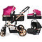 Teknum 3 in 1 Pram Stroller Story-Wine + Infant Car Seat - Safqqa