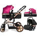 Teknum 3 in 1 Pram Stroller Story-Wine + Infant Car Seat - Safqqa