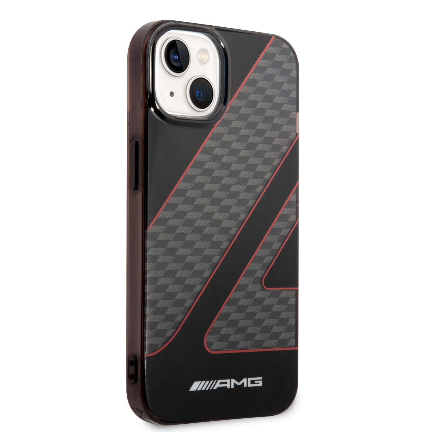 CG MOBILE AMG Transparent Double Layer Case With Checkered Flag Pattern Crystal Case/Bumper Protection/Anti-Explosion/Anti-Fall/Anti-Scratch Compatible With iPhone 14 Plus 6.7