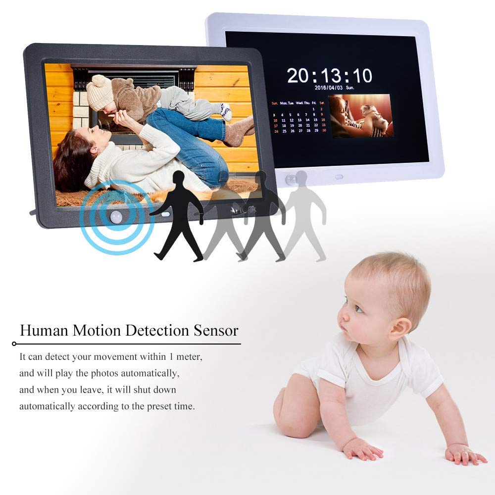 Digital Photo Frame 12 Inch 1280 * 800 High Resolution Display HD LED Screen with Calendar,Alarm Clock, MP3,Photo,Video Player with Remote Control Gift Present for Family Friends