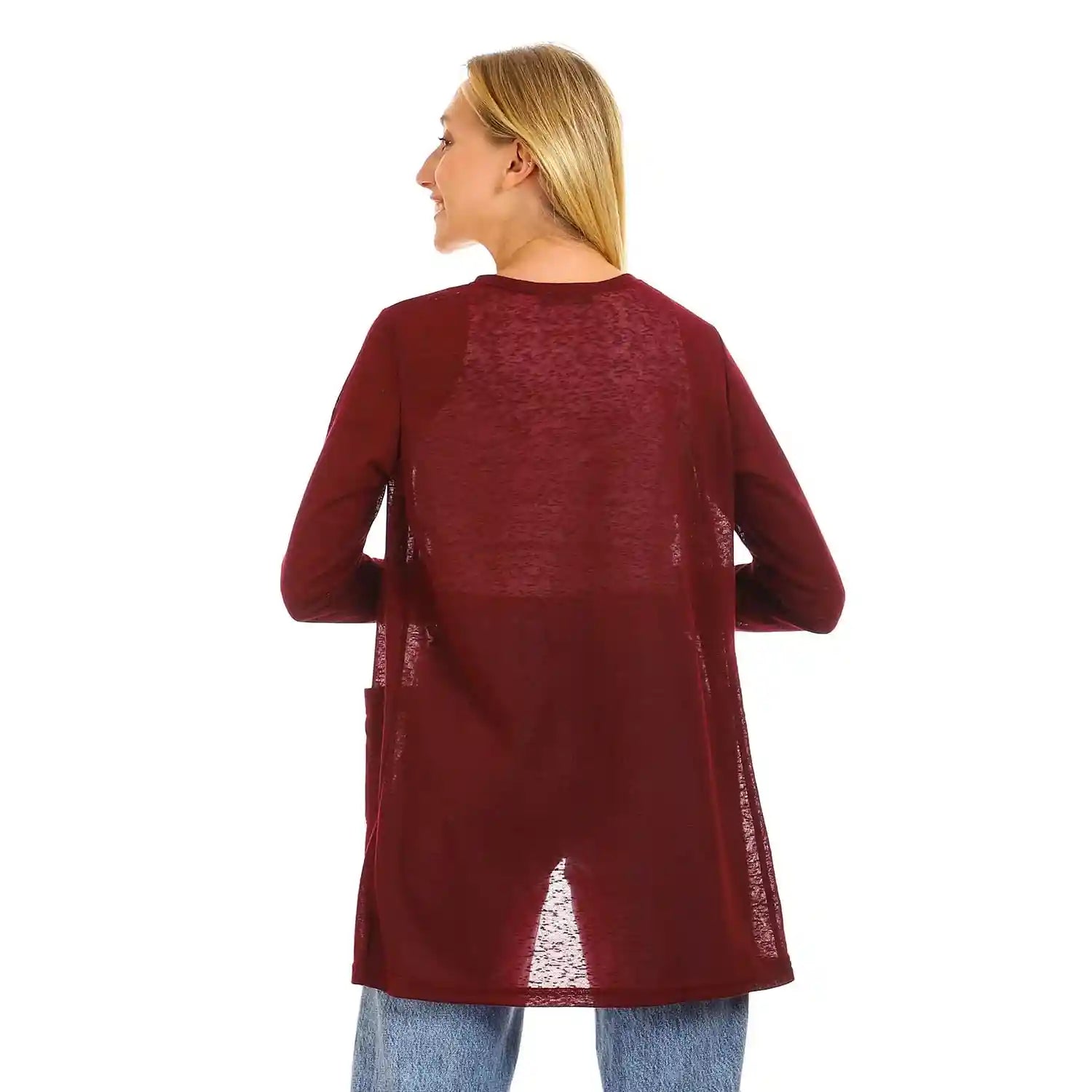 Jamila Women Side Pockets Open Neckline Cardigan