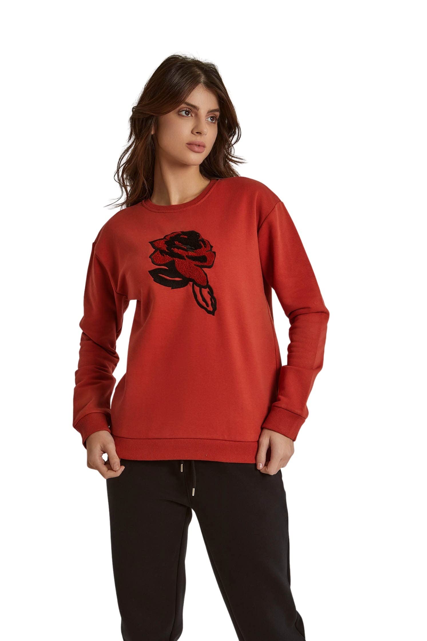 Premoda womens Fancy Long Sleeve Sweatshirt With Embroidery 810-570-910-13 Sweatshirt