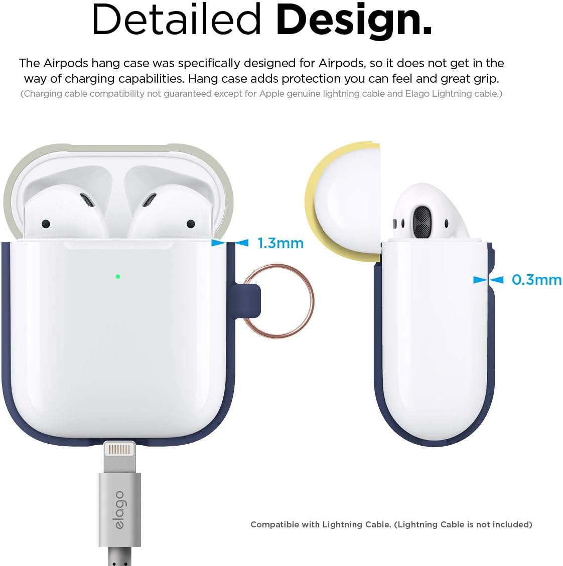 Elago duo hang case (compatible with airpods 1 and 2) body-jean indigo / top-classic white, yellow - Safqqa Egypt