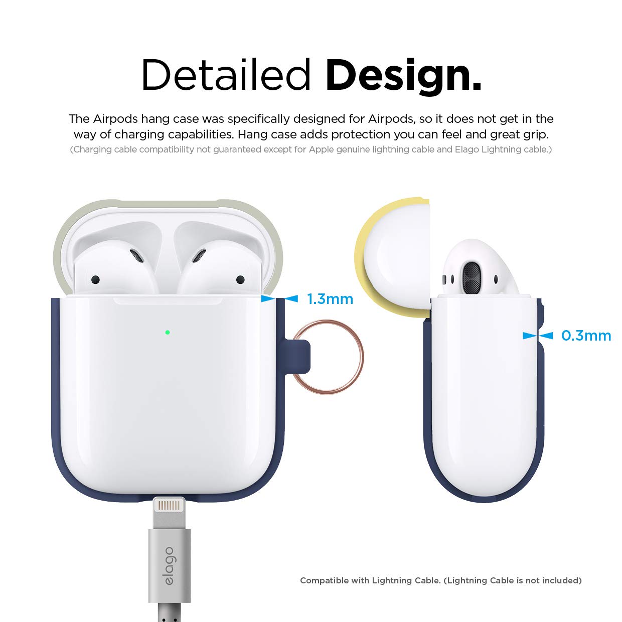 Elago duo hang case (compatible with airpods 1 and 2) body-jean indigo / top-classic white, yellow - Safqqa Egypt