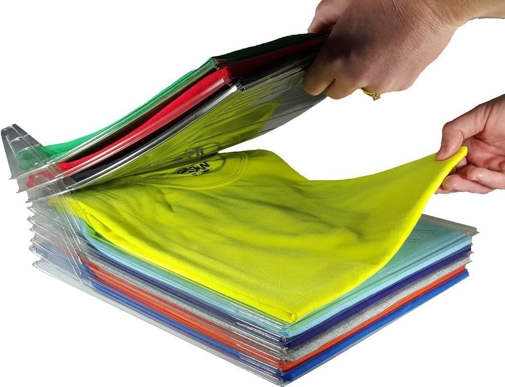 Goldedge T-Shirt Organizer Set for 10 Shirts, Space-Saving Stackable Folding System for Wardrobe & Suitcase Organization (10x1 Set) – Safqqa Egypt