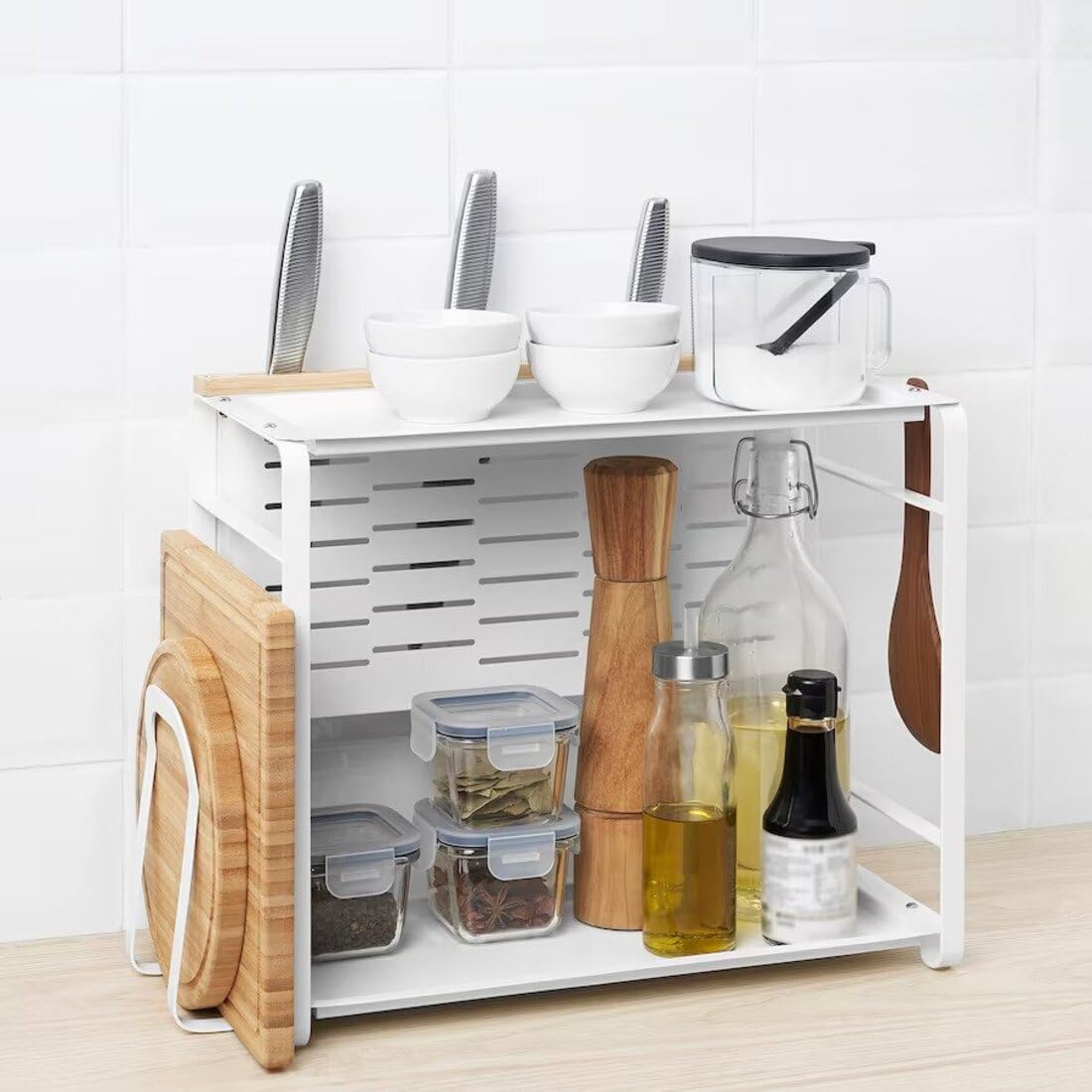 Digital Shoppy Kitchen Countertop Organizer, White, 40 x 21 cm Storage Rack for Kitchen Essentials – Safqqa Egypt