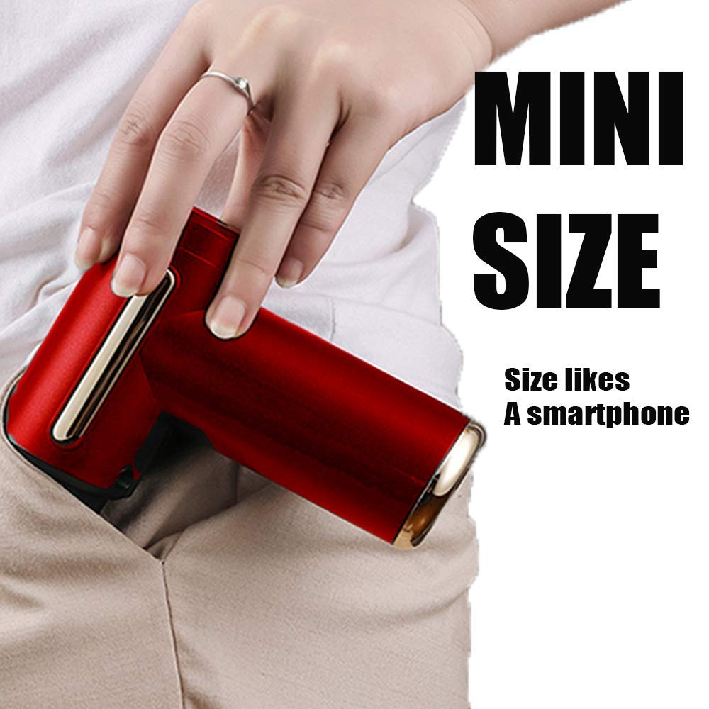 PPW Mini Massage Gun Deep Tissue Massage Gun,USB Recharge,4 Massage Heads,Travel Home Handheld Electric Massagers for Body Muscle Relax 6 Modes