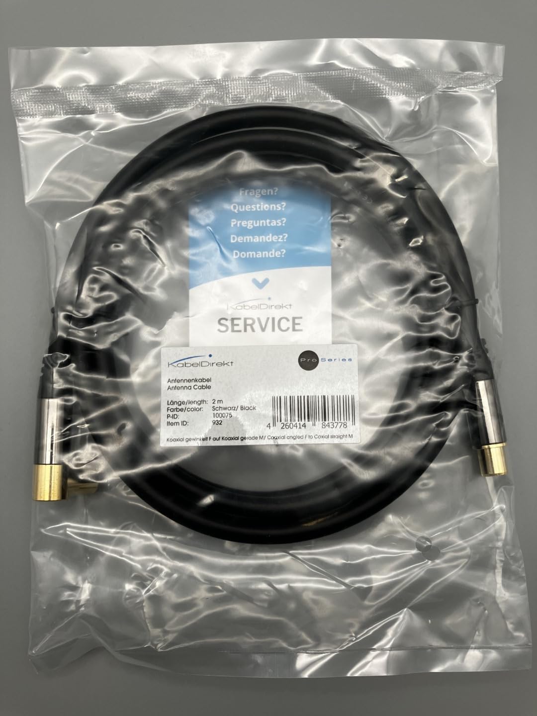 KabelDirekt – 2m 75 Ohm HDTV aerial cable, 90° angled coaxial female connector > straight coaxial male connector, coaxial cable for TV, HDTV, radio, DVB-T2, DVB-C, DVB-S (angled connector) – Safqqa Egypt