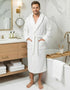NY Threads Men's Hooded Fleece Bathrobe White